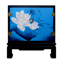 Lacquer Art Color Painted Double Door Xuanguan Cabinet Bed Head Cabinet Custom Yangzhou Lacquer Ware New Chinese Vintage Decorated Solid Wood Furniture