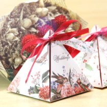 European wedding wedding candy box pyramid wedding sugar box creative wedding candy bag 50 double-sided printing