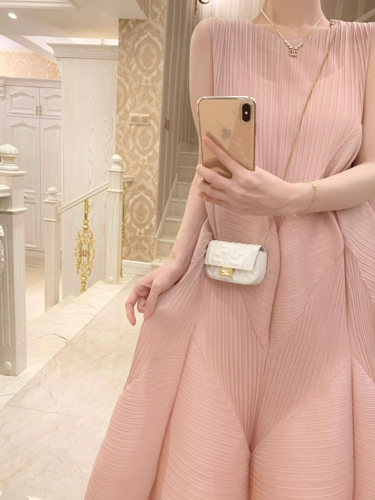 Розовое летнее платье с рукавами без рукавов, комфортная длинная юбка, оверсайз, средней длины