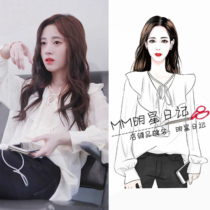 Ju Jingyi The same ruffle chiffon shirt long-sleeved very fairy top foreign shirt womens 2021 early autumn new