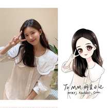 Zhao Rusi same top 2021 New French temperament loose lace doll collar long sleeve white shirt Women