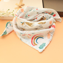 Spring and summer cotton gauze scarf enlarged triangle scarf baby child scarf square scarf men and women baby saliva scarf turban
