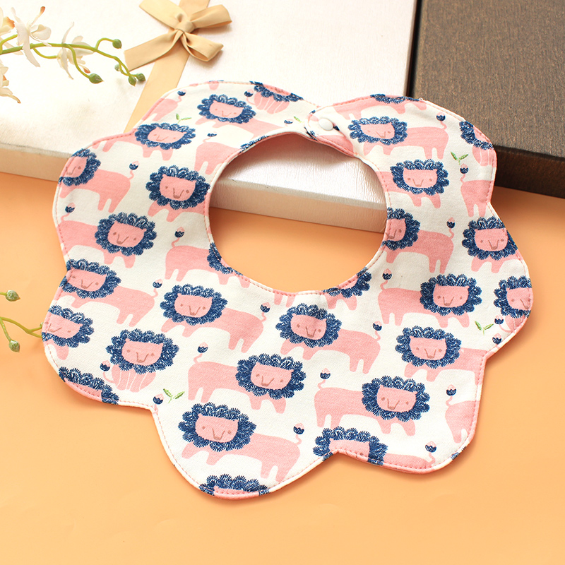 Baby round bib 360 swivel pure cotton waterproof large size Saliva Towel Child Han Girl Cute Petal bib