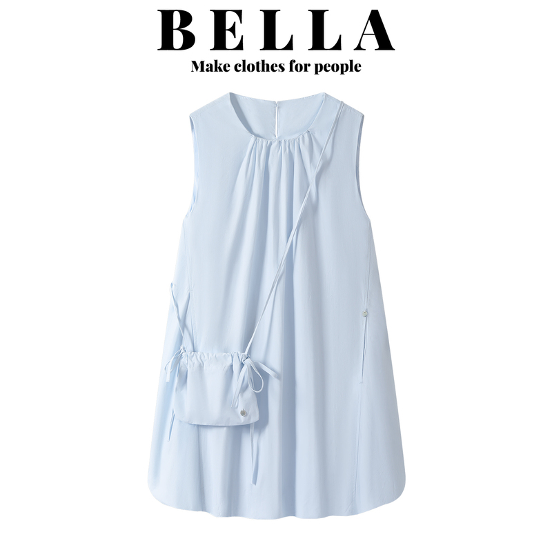 Bella Blue Youthful and Elegant Floral Dress for Women, Summer High-End Loose-Fitting Slimming Sleeveless Tank Dress