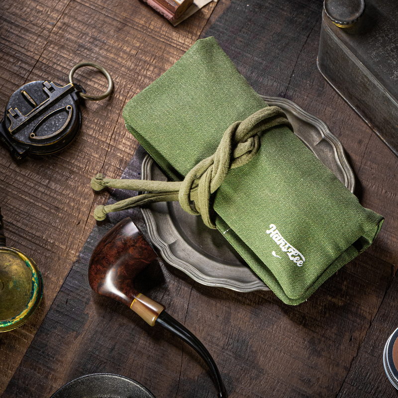 Original Handmade Canvas Pipe Storage Bag by Da Han, Portable Tool with Individual Compartments, Custom Woven Old Cloth