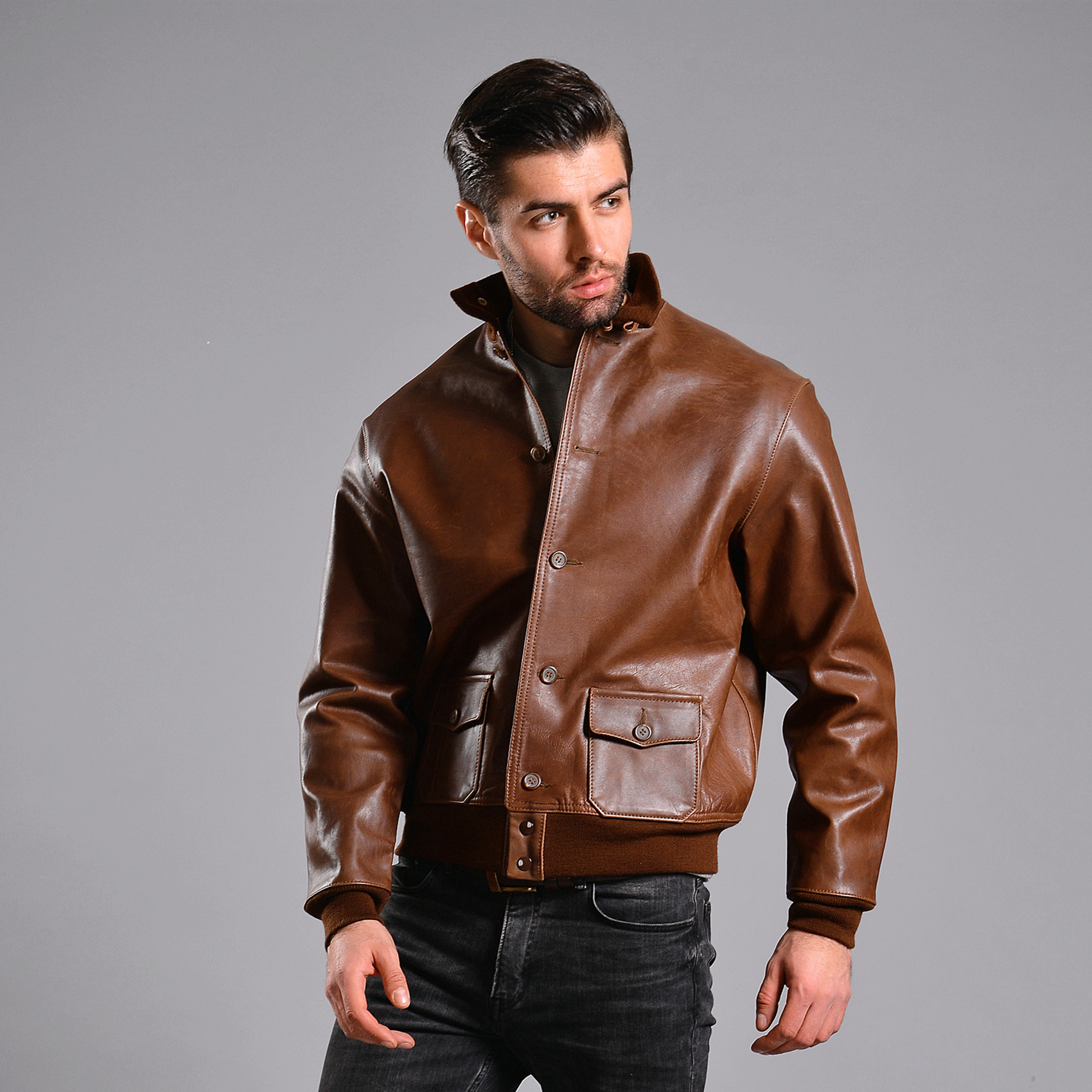 American original imported A1 retro flight jacket WWII locomotive leather clothes men A-1 genuine leather mapleather 
