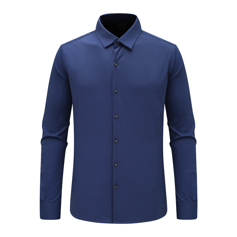 F3481 Kaimi Spring and Autumn Men's Long-Sleeve Shirt Versatile Business Formal Top No-Iron Dark Blue Stretch