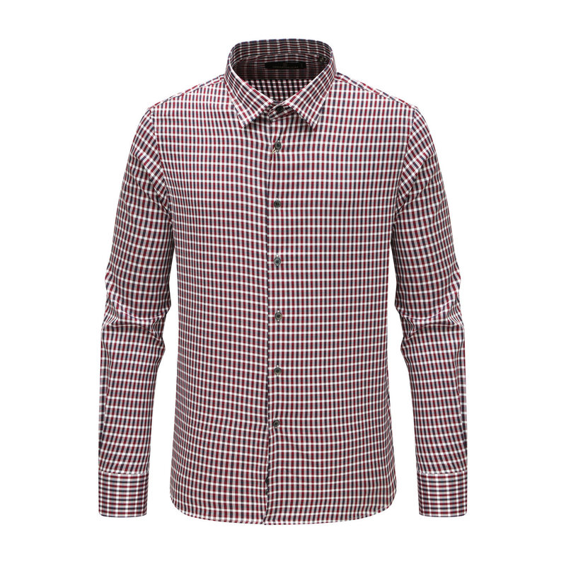 Xm528 Summer Men's Long Sleeve Shirt with Turn-Down Collar, 100% Cotton, Tatar Salg, Skin-Friendly, Sweat-Absorbent, Casual for Middle-Aged Men