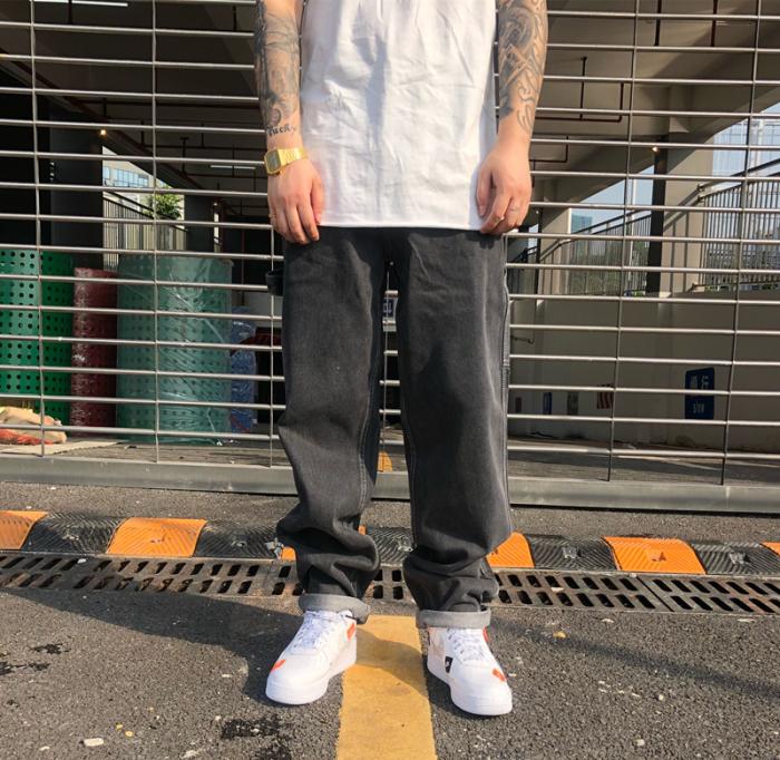 KISSNATE hip hop HIP-HOP đường phố retro phần cũ 爹 mô hình lỏng lẻo giặt quần jean nam và nữ quần tây nam