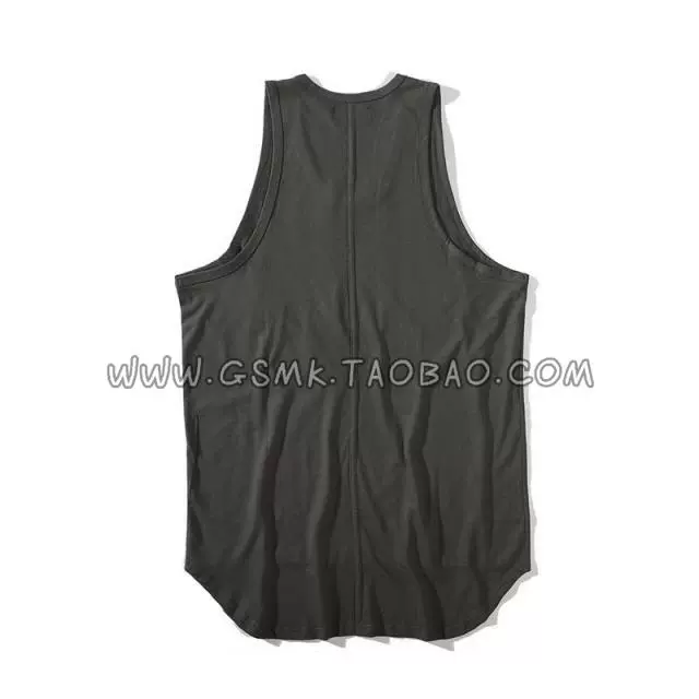 KISSNATE cotton đường phố cao cotton dài trước khi ngắn hem dài uốn cong vest nam KANYE