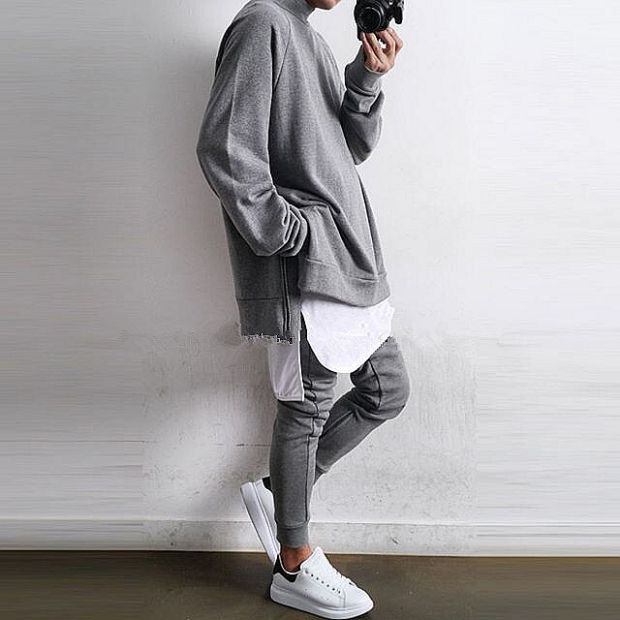 KISSNATE cotton đường phố cao màu rắn chia ngắn phía trước dài cộng với dài nam và nữ thể thao vest thể thao đáy áo áo ba lỗ nam đẹp