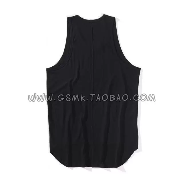 KISSNATE cotton đường phố cao cotton dài trước khi ngắn hem dài uốn cong vest nam KANYE