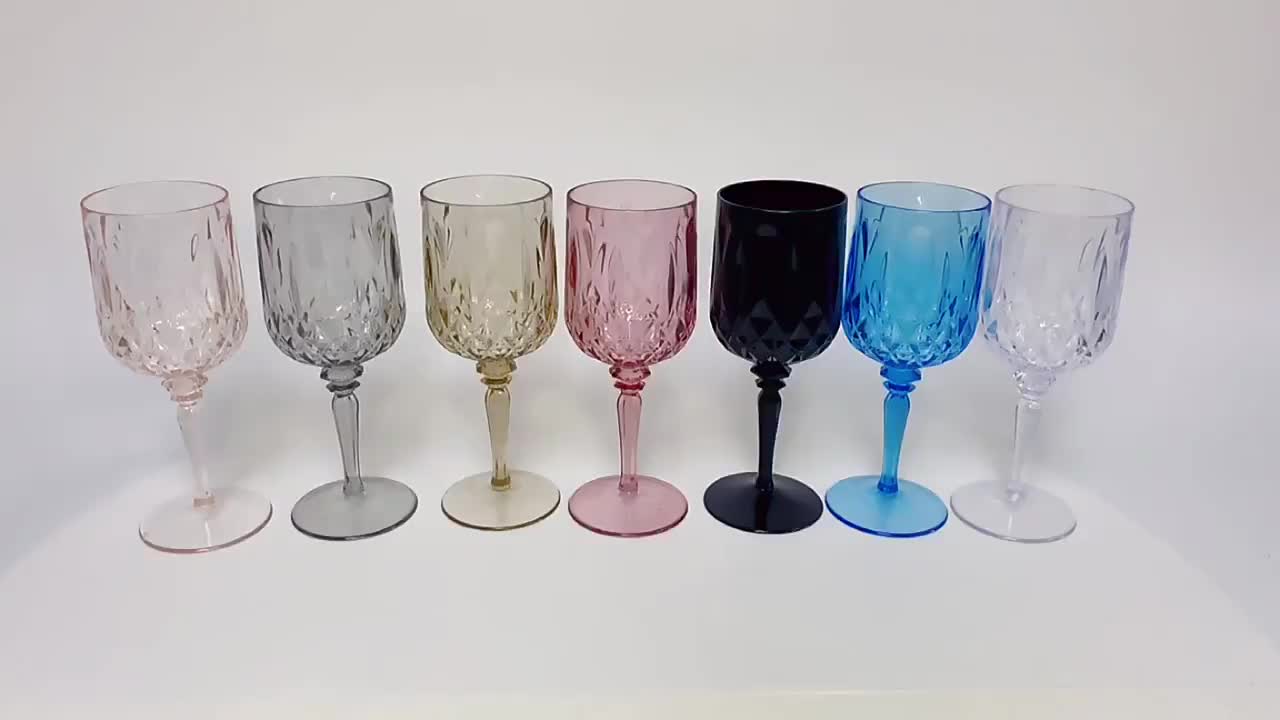 Wholesale Drinkware Colored Acrylic Goblet Wine Water Blue Black Clear