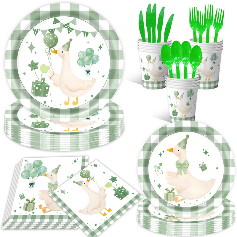 Sage Green Goose Tableware Birthday Party Decoration Disposable Paper Plates Paper Cups Napkins Tablecloth Banner Decorations Sage Green Goose Tableware Birthday Party Decoration Disposable Paper Plates Paper Cups Napkins Tablecloth Banner Decorations