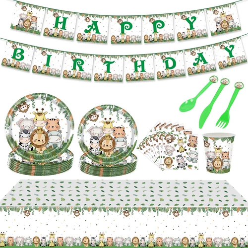 Детское мультяшное вечернее платье с животными, посуда