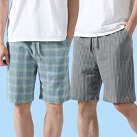 [Чистый хлопок] Темно-серые вертикальные полоски + дымчато-синяя клетка.