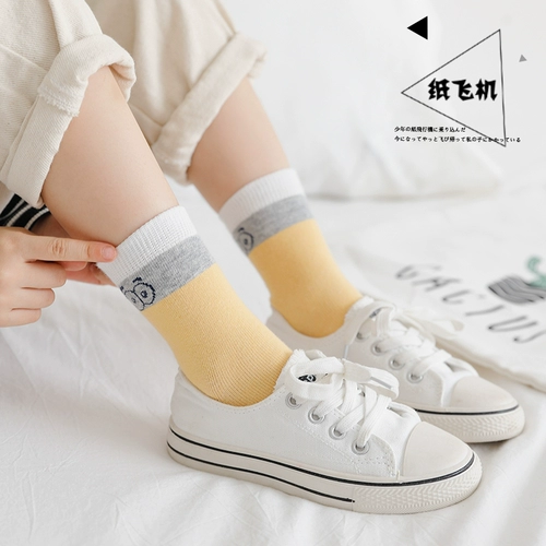 恒源祥 Детские хлопковые осенние носки, антибактериальные летние тонкие гольфы для мальчиков, средней длины, подходит для подростков