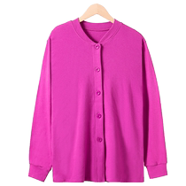 Hengyuanxiang elderly autumn clothing womens pure cotton middle-aged cotton sweater double-breasted thermal underwear top mothers cardigan thin section