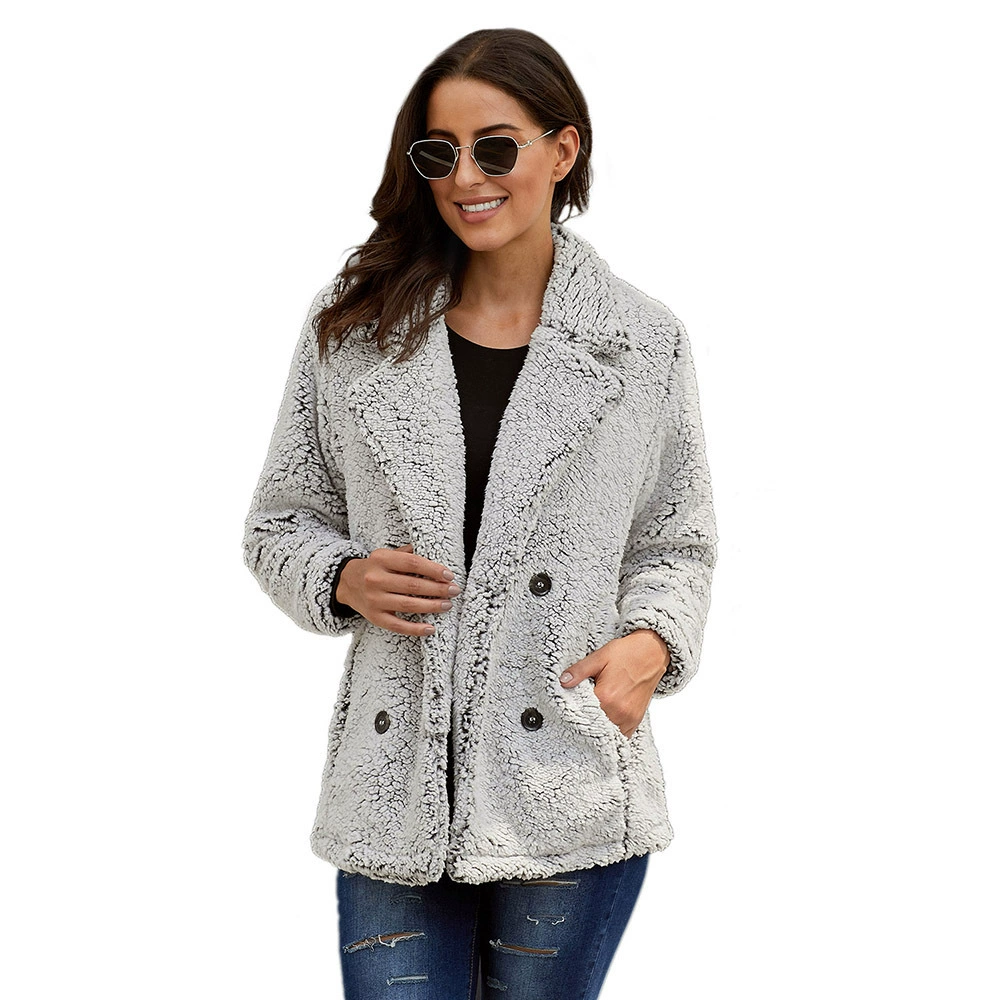 Áo khoác len nữ dày có độ dài vừa phải, màu đậm đặc của châu Âu và mùa thu và mùa đông - Trung bình và dài Coat