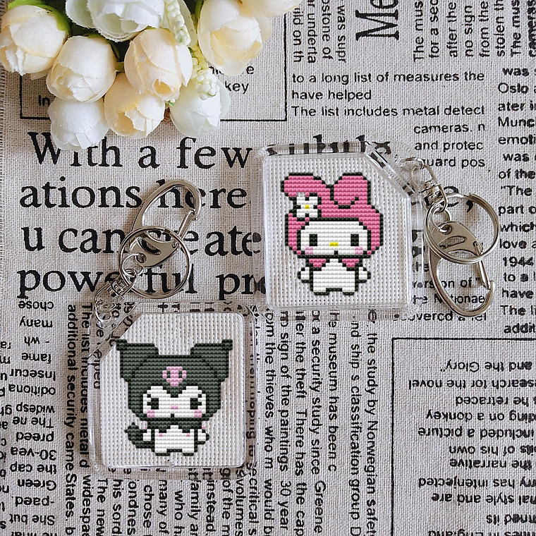 Mumu Home French Dmc Cross Stitch Kit Handmade Keychain Anime Couple Pendant My Melody Kuromi Mumu Home French Dmc Cross Stitch Kit Handmade Keychain Anime Couple Pendant My Melody Kuromi