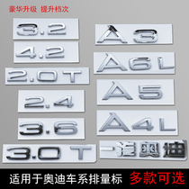 Displacement standard Audi car logo a3 a4l q5 a6l q3q7 digital label four-wheel drive tail label tfsi modification Special