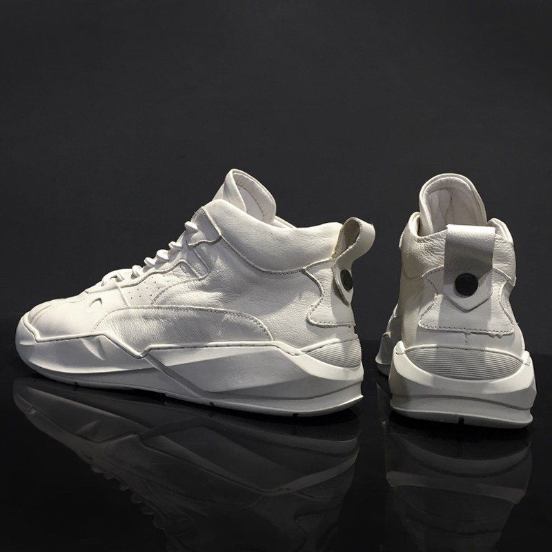 High shoes men's Korean trend winter plus velvet warm Joker men's shoes leather high state casual shoes small white shoes board shoes