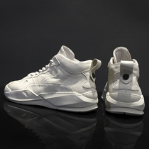 High-top shoes mens Korean version of the trend 2021 spring new all-match mens shoes leather Gaobang casual shoes white shoes board shoes