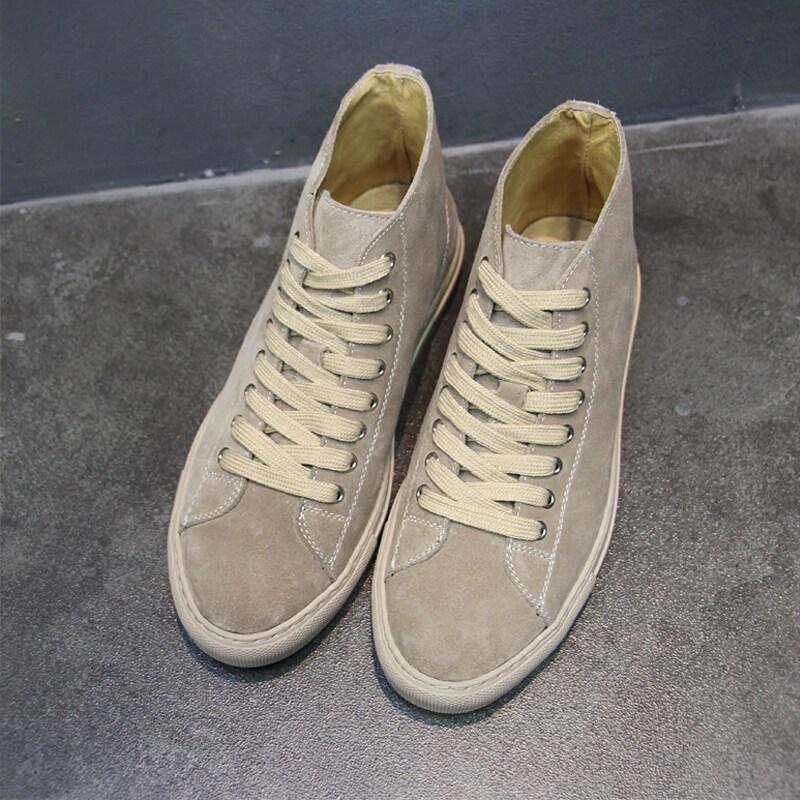 High shoes men's fashion shoes autumn new Japanese sports shoes fur retro casual shoes cow velvet fashion shoes