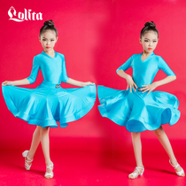 New Summer Latin Dance Competition Test Class Big Swing Dress Dance Suit Children Latin dance suit rules for performing costumes