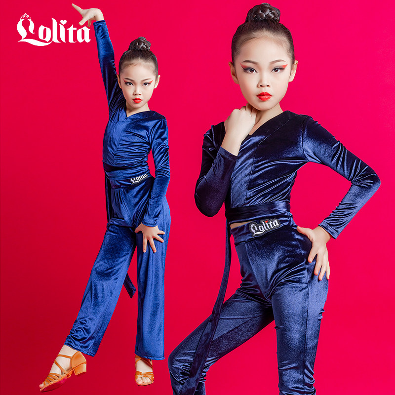 Lolita winter Latin dance clothes and pants girls practice training clothes suits children's performance costumes