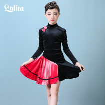 Lolita Latin dance costume Girl children practice suit Girl Latin dance dress autumn long sleeve performance costume