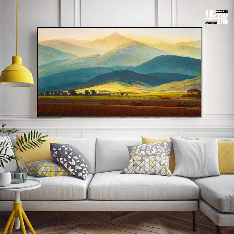 Oil Painting European-style Living Room Decoration Painting Office Xuanguan Dining Hall Decoration Painting Hanging Painting Scenic Giant Mountain Art Micro Spray