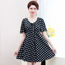 21-year new swimwear skirt split boxer Conservative belly covering meat short sleeve loose plus size swimsuit women
