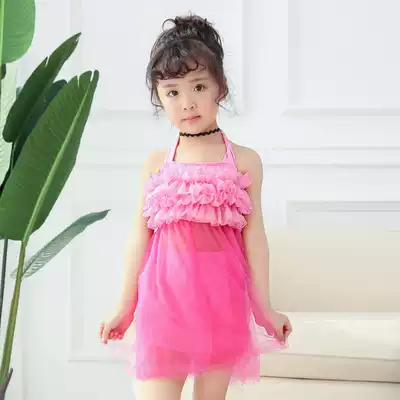 19-year-old new children's swimsuit girls two-piece cute princess middle and small children baby conservative swimsuit flat angle 2-5 years old