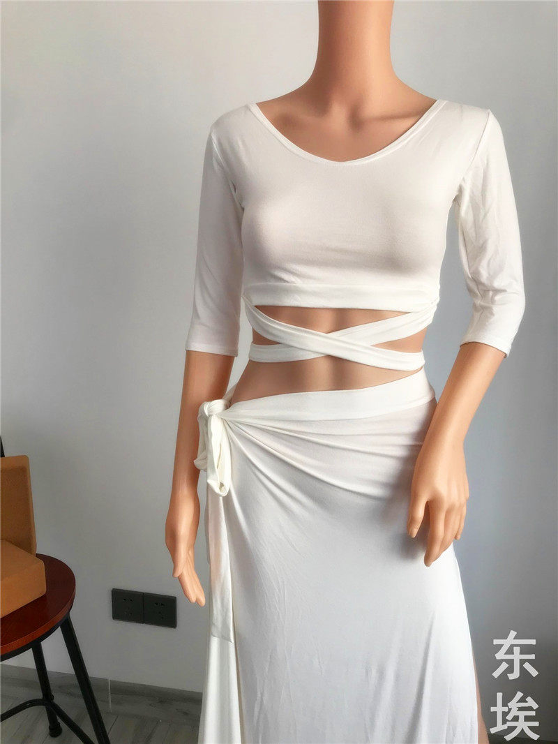 Belly dance practice Gongfu New beginners' base style suit Modale Performance suit with slim and belly-covered class clothes