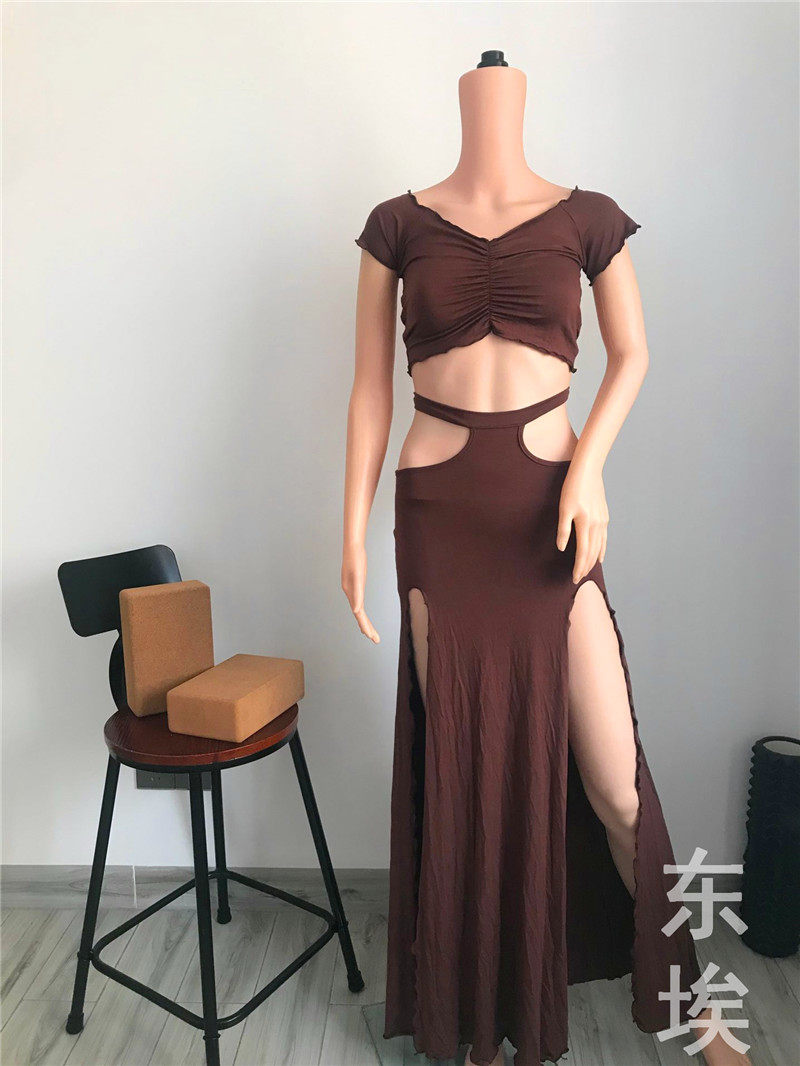 Belly Leather Dance Practice Suit Women's New Act Out of Hip Towel Dance Performance Suit