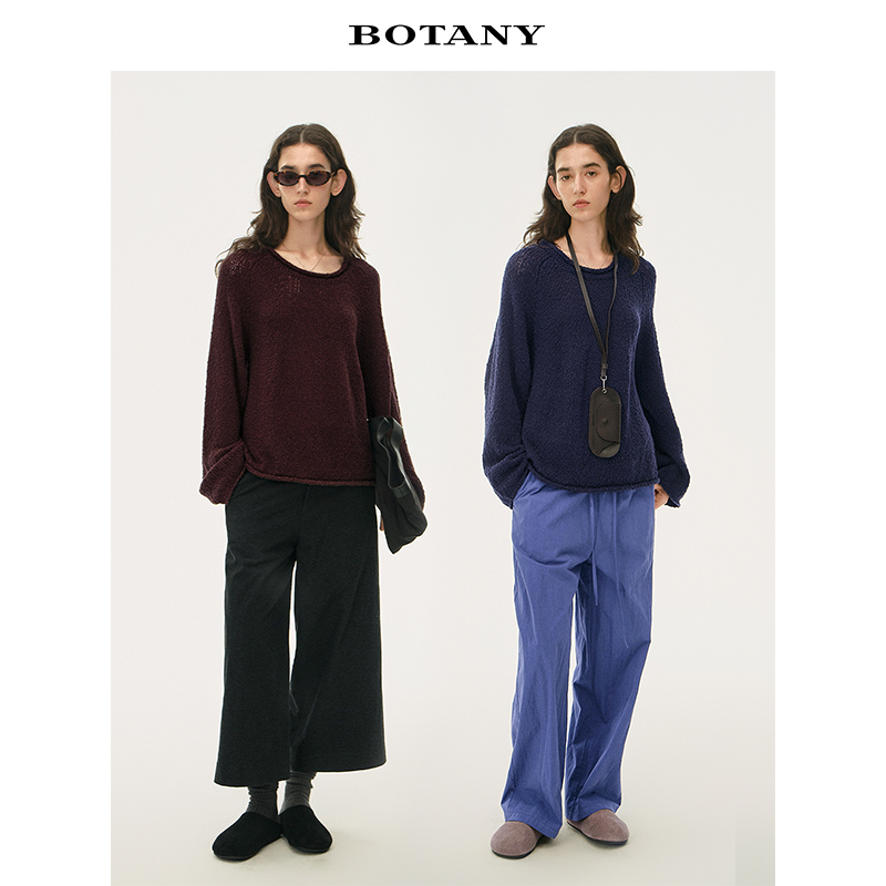 [in Stock] Botany30 Simple and Relaxed 100% Cotton Sausage Yarn Rolled Neck Pullover Sweater