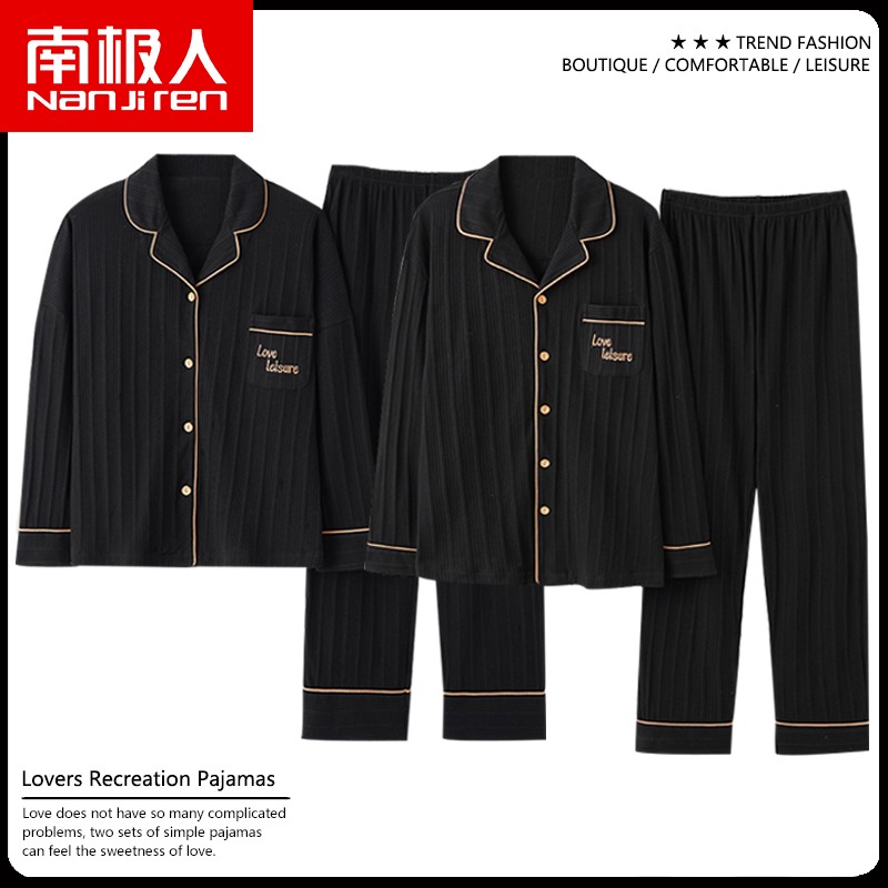 Antarctic couple pajamas spring and autumn 2021 new cute long-sleeved cartoon men and women summer home service suit