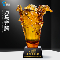 (Wanma Pentium) fired glass trophy customized custom-made ancient method glazed lettering medals annual award