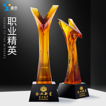 (Victory Eagle) fired glass trophy custom custom-made ancient method glazed lettering medals annual award