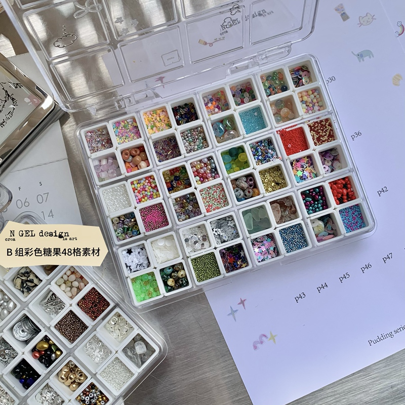 N Gel Nail Art Decoration Tray Short Nail Companion Material 48-Grid Material N Gel Nail Art Decoration Tray Short Nail Companion Material 48-Grid Material