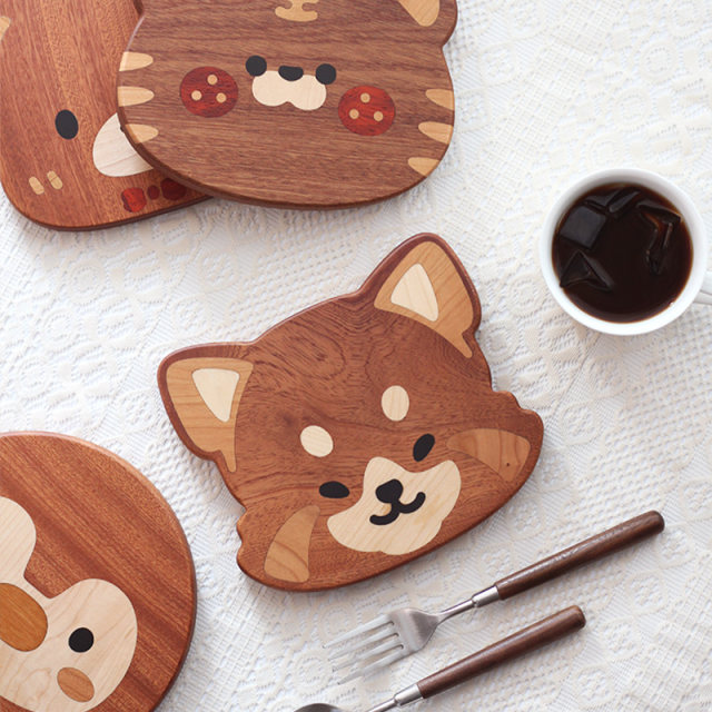 Little Panda Solid Wood Cute Dining Table Insulation Mat