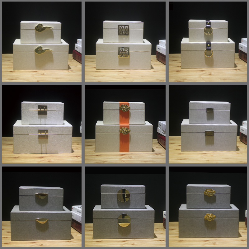 Huaren Leather Modern New Chinese Style First Accessories Box Containing Box Decoration Box Ornament Box-Like Board Room soft-set swinging piece storage