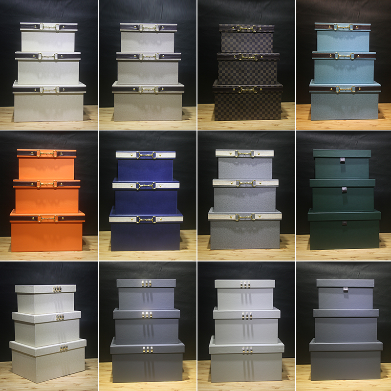 Huaren Leather Modern New Chinese Style First Accessories Box Containing Box Decoration Box Ornament Box-Like Board Room soft-set swinging piece storage
