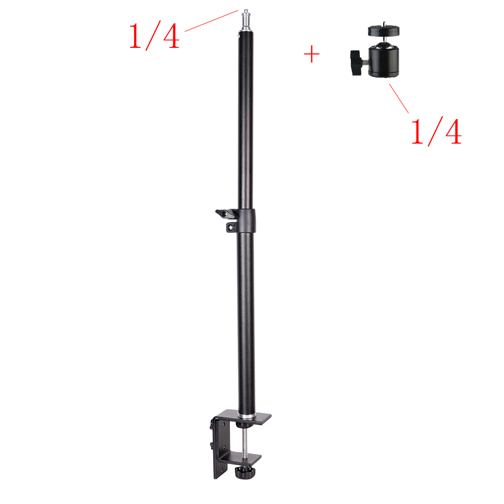 46 46 ~ 74 cm Desktop live telescopic bracket with tripod head 1 4 mobile phone lamp frame C type full metal selfie-clip
