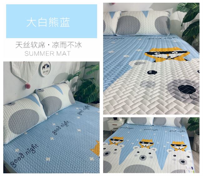 Ba mảnh mat cartoon lạnh Ruanxi 1,5 m 1,8 lần dày thai 2.0m rửa - Thảm mùa hè nệm điều hòa