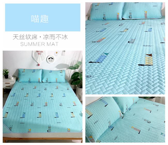 Ba mảnh mat cartoon lạnh Ruanxi 1,5 m 1,8 lần dày thai 2.0m rửa - Thảm mùa hè nệm điều hòa