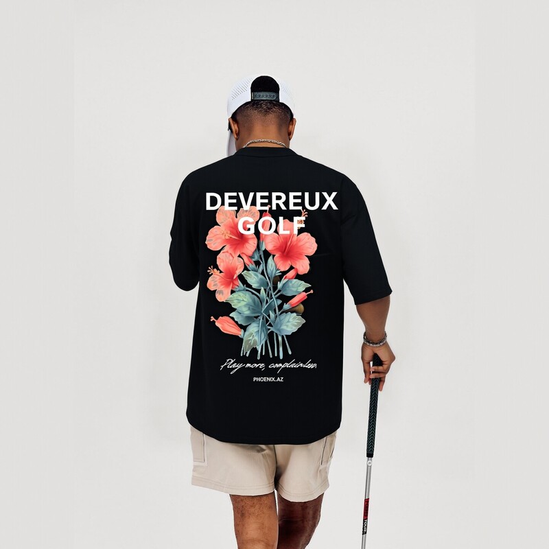 Devereux Golf American Fashion Golf Top Floral Print High Collar Short Sleeve Loose Casual T-Shirt