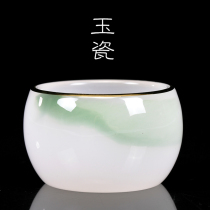 Gold inposé jade glazed tea cup personal special masters cup high-end Chinese light lavish high-end caprine gros jade porcelain qigong tea (