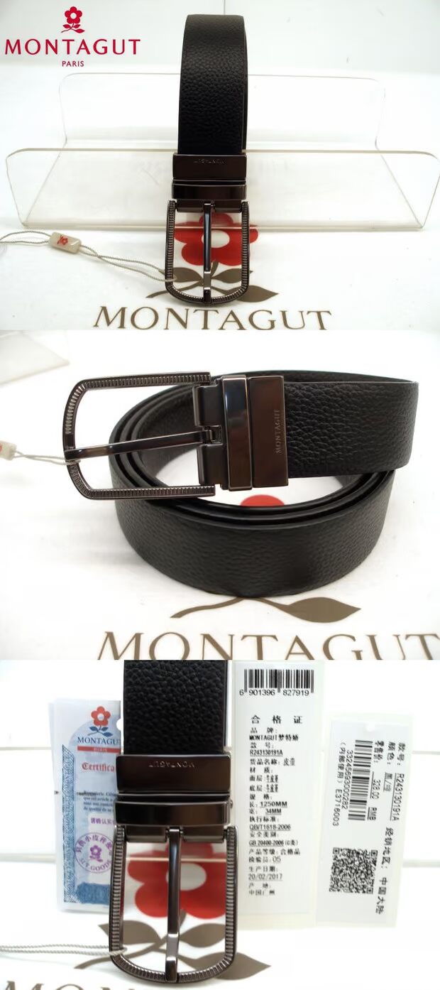 Quầy chính hãng Montagut dây da khóa thắt lưng R243130191A đen / nâu thắt lưng quân đội